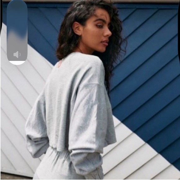 Free People Movement Surfside Cyclebar Gray Cropped Sweatshirt with Black Logo - Picture 12 of 12